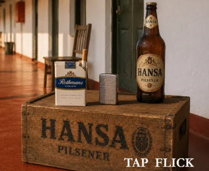 Cigarettes, zippo lighter and Hansa beer